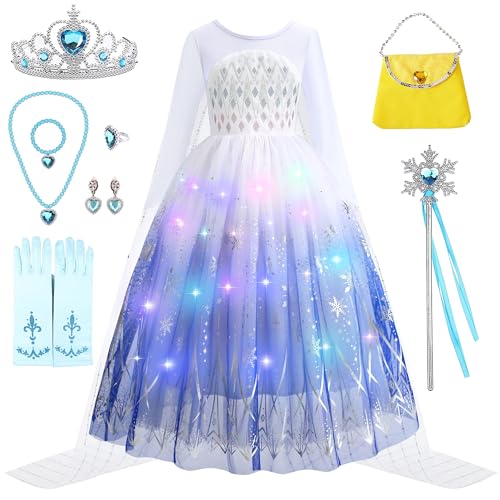 LURLEEZ Leuchtendes Prinzessinnen-Kostüm für Mädchen, Eiskönigin, Cosplay von LURLEEZ