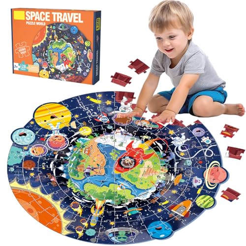 LURNODY 128 Teile Weltraumreise Bodenpuzzle, Sonnensystem Bodenpuzzle für Kinder, Puzzle Planeten Rund, für Kinder 3 4 5 6 7 8, Puzzle Geschenke für Jungen Mädchen LURNODY 128 Teile Weltraumreise Bodenpuzzle, Sonnensystem Bodenpuzzle für Kinder, Puzzle Planeten Rund, für Kinder 3 4 5 6 7 8, Puzzle Geschenke für Jungen Mädchen von LURNODY