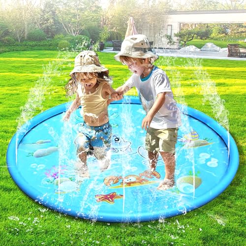 LURNODY Wasserspielmatte für Haustiere100 CM/39 Zoll Wassersprinkler Matte Kinder Splash Pad, Sommerliches Wasserspielzeug für Den AußEnbereich, Geeignet für Kinder Im Alter Von 3–12 Jahren (Blau) LURNODY Wasserspielmatte für Haustiere100 CM/39 Zoll Wassersprinkler Matte Kinder Splash Pad, Sommerliches Wasserspielzeug für Den AußEnbereich, Geeignet für Kinder Im Alter Von 3–12 Jahren (Blau) von LURNODY