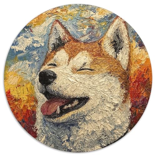 Akita Dog, 1000 Teile, rundes Puzzle, Tier, kreatives Puzzle, Erwachsene und Kinder, schwierig, Fast unmöglich, 1000 Teile (67,5 x 67,5 cm) von LUSDNUREN