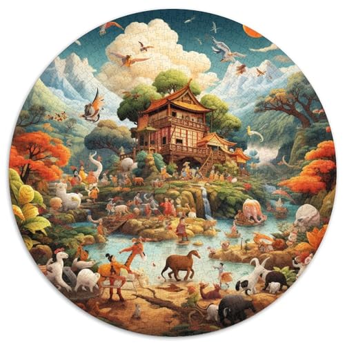 Animal World1000 Teile, rundes Puzzle, Tier, kreative Puzzle, Erwachsene und Kinder, einzigartige Herausforderungsspiele, 1000 Teile (67,5 x 67,5 cm) von LUSDNUREN