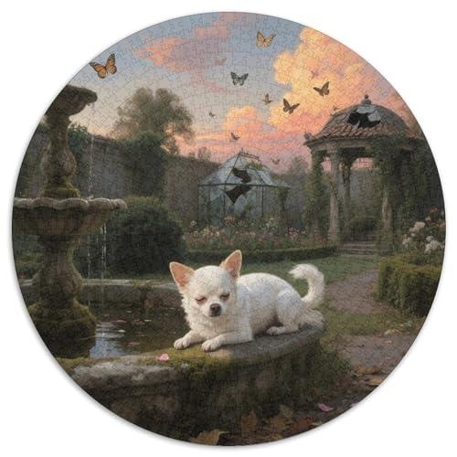 Chihuahua 1000 Teile Kreispuzzle Hund Kreative Puzzles Erwachsene und Kinder schwierige Puzzles 1000 Teile (67,5 x 67,5 cm) von LUSDNUREN