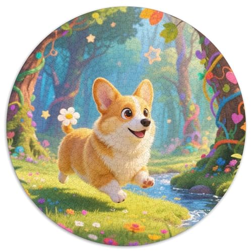 Corgi 1000 Teile Runde Puzzles Hund Kreative Puzzles Erwachsene und Kinder schwierig Fast unmöglich 1000 Teile (67,5 x 67,5 cm) von LUSDNUREN