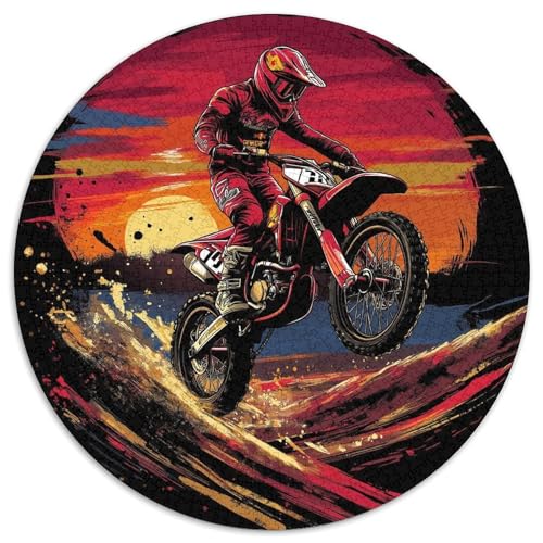 Dirt Bike, 1000 Teile, rund, Dirt Bike, kreatives Puzzle, Erwachsene und Kinder, schwierig, Fast unmöglich, 1000 Teile (67,5 x 67,5 cm) von LUSDNUREN