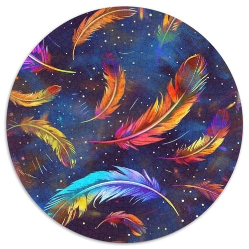 Feather1000 Teile Runde Puzzle-Szenerie Kreative Puzzles für Erwachsene und Kinder, schwierige Puzzles, 1000 Teile (67,5 x 67,5 cm) von LUSDNUREN