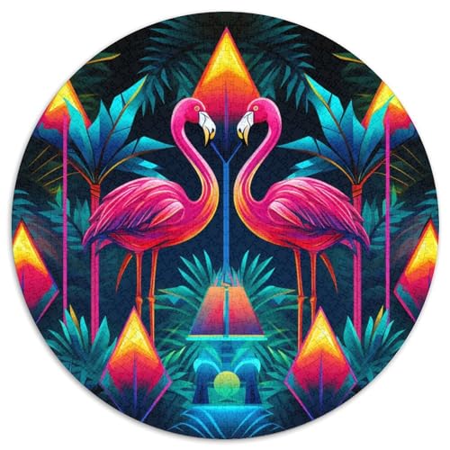 Flamingo, 1000 Teile, rundes Puzzle, Tier, kreatives Puzzle, Erwachsene und Kinder, anspruchsvolle und pädagogische Kunst, 1000 Teile (67,5 x 67,5 cm) von LUSDNUREN