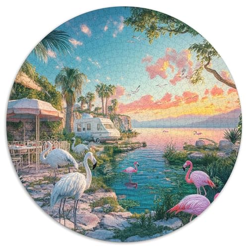 Flamingo1000 Teile Kreispuzzle TierKreative Puzzles Erwachsene und Kinder, einzigartige Herausforderungsspiele, 1000 Teile (67,5 x 67,5 cm) von LUSDNUREN