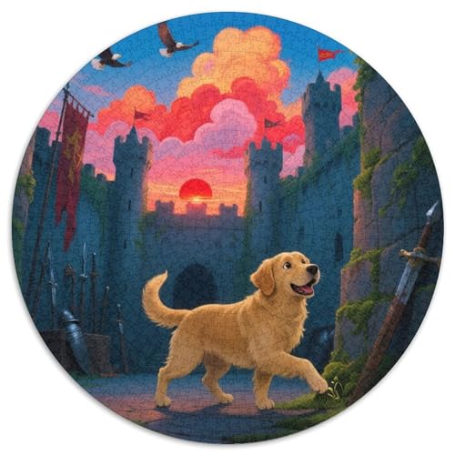 Golden Retriever 1000 Teile Kreispuzzle Hund Kreative Puzzles Erwachsene & Kinder schwierig herausfordernd, 1000 Teile (67,5 x 67,5 cm) von LUSDNUREN