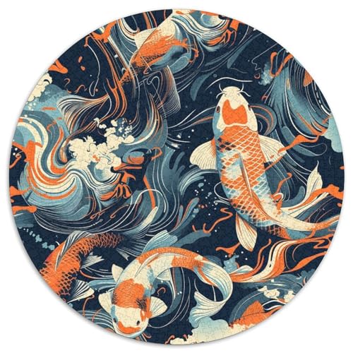 Koi-Karpfen, 1000 Teile, rundes Puzzle, Tier, kreatives Puzzle, für Erwachsene und Kinder, anspruchsvolle und pädagogische Kunst, 1000 Teile (67,5 x 67,5 cm) von LUSDNUREN