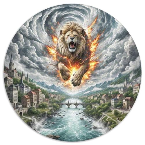 Lion 1000 Teile Kreispuzzle Kreative Puzzles Erwachsene & Kinder herausfordernde und pädagogische Kunst, 1000 Teile (67,5 x 67,5 cm) von LUSDNUREN
