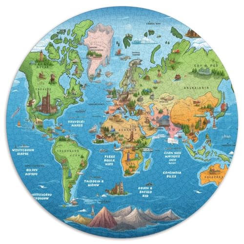 Map of Europe1000 Teile Runde Puzzles Landschaft Kreative Puzzles Erwachsene und Kinder schwierig herausfordernd, 1000 Teile (67,5 x 67,5 cm) von LUSDNUREN