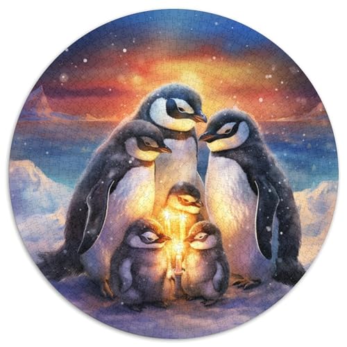 Niedlicher Pinguin, 1000 Teile, kreisförmiges Puzzle, Tier, kreatives Puzzle, Erwachsene und Kinder, anspruchsvolle und pädagogische Kunst, 1000 Teile (67,5 x 67,5 cm) von LUSDNUREN
