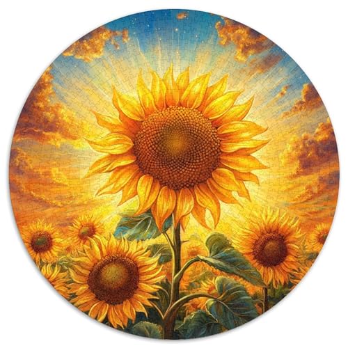 Sunflower, 1000 Teile, rundes Puzzle, Blume, kreatives Puzzle, Erwachsene und Kinder, schwierig, Fast unmöglich, 1000 Teile (67,5 x 67,5 cm) von LUSDNUREN