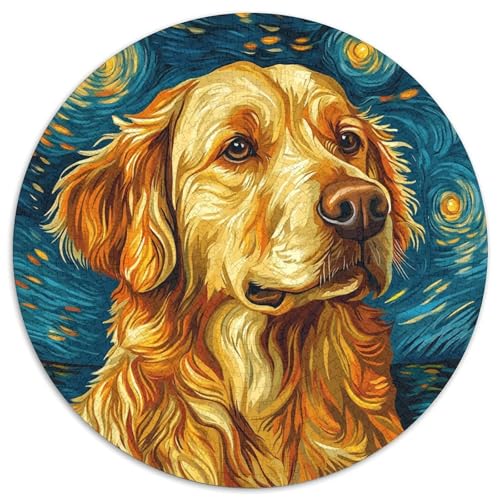The Labrador Retriever 1000 Teile Rundes Puzzle Tier Kreative Puzzles Erwachsene und Kinder schwer Fast unmöglich 1000 Teile (67,5 x 67,5 cm) von LUSDNUREN