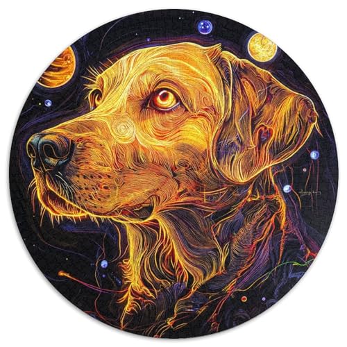 The Labrador Retriever 1000 Teile Rundes Puzzle Tier Kreative Puzzles Erwachsene & Kinder schwer Fast unmöglich 1000 Teile (67,5 x 67,5 cm) von LUSDNUREN