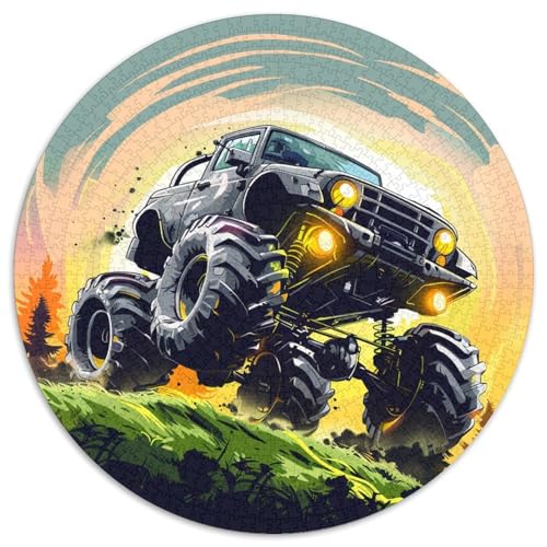 Trucks, 1000 Teile, rundes Puzzle, Fahrzeug, kreatives Puzzle, Erwachsene und Kinder, anspruchsvolle und pädagogische Kunst, 1000 Teile (67,5 x 67,5 cm) von LUSDNUREN