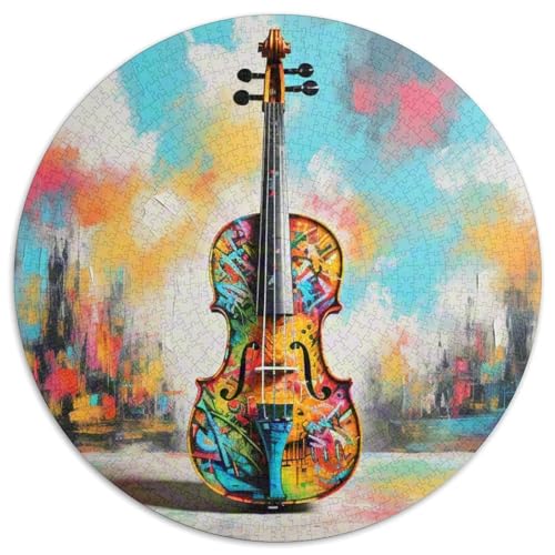 Violine, 1000 Teile, rundes Puzzle-Instrument, kreatives Puzzle, Erwachsene und Kinder, anspruchsvolle und pädagogische Kunst, 1000 Teile (67,5 x 67,5 cm) von LUSDNUREN