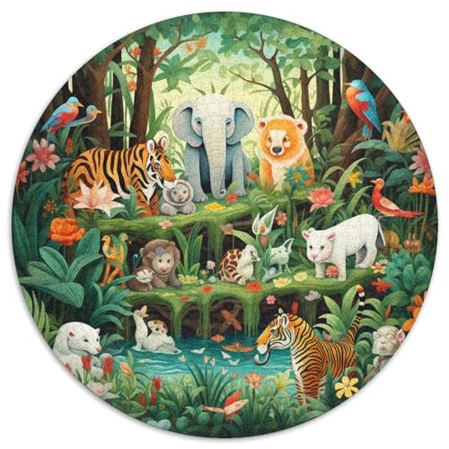Waldtiere, rundes Puzzle, Tiere, 1000 Teile, kreatives Puzzle, Erwachsene und Kinder, einzigartige Herausforderungsspiele, 1000 Teile (67,5 x 67,5 cm) von LUSDNUREN