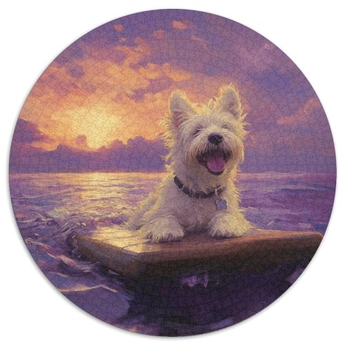 West Highland White Terrier, 1000 Teile, rundes Puzzle, Tier, kreatives Puzzle, Erwachsene und Kinder, anspruchsvolle und pädagogische Kunst, 1000 Teile (67,5 x 67,5 cm) von LUSDNUREN