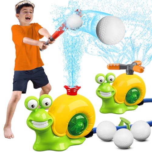 LUSTERMOON 2-in-1-Wassersprinkler-Baseballspielzeug-Set, Hinterhof-Spinnwassersprühspielzeug, Sommer-Outdoor-Sprinkler-Spielzeug, T-Ballspiel, Rasen-Hinterhof-Spiel für Kinder (Schnecke) von LUSTERMOON