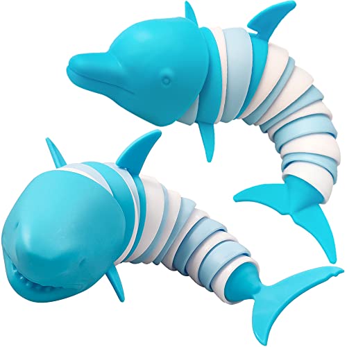 LUSTERMOON Raupe Dekompression Spielzeug Ozean Hai Dekompression Spielzeug, Stim Spielzeug Dekompression Spaß Autismus ADHD zappeln Kinderspielzeug Dekompression Geschenk Erwachsene (Delphin + Hai) von LUSTERMOON