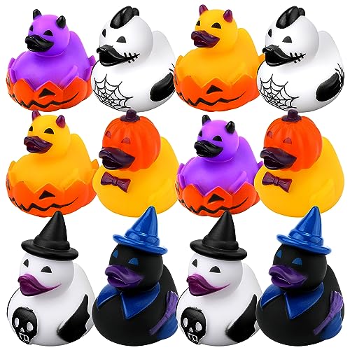 12 Stück Gummi Enten, Sortierte Gummi badeente Spielzeug Neuheit Bade Enten Spielzeug Schwimmende Halloween Gummienten für Kinder Babyparty Partygeschenke Jeep-Enten Sammeln von LUTER