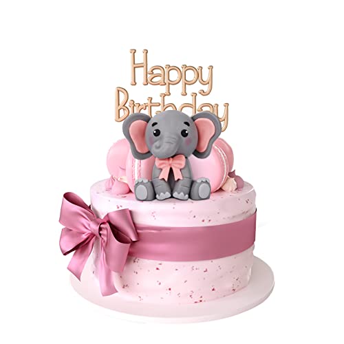 Elefanten Cake Topper, Süß Elefanten Kuchen 3D-Elefanten-Kuchenaufsatz mit Pinker Bogen Kuchenaufsatz Elefantenthema Babyparty Geburtstagsparty-Zubehör von LUTER