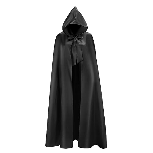 Hexenumhang, 150cm Halloween Rabenkostüm Vampirumhang Langer Hexenumhang Erwachsene für Männer Frauen Weihnachten Halloween Cosplay-Kostüm (Schwarz) von LUTER