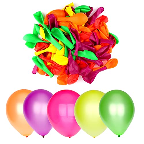 LUTER 100pcs 30cm Neon Ballons, Glow Balloons Glühballons Latex Ballons Schwarzlicht Party Ballon Neon Partydekorationen für Party Hochzeits Geburtstags Dekorationen (5 Farben) von LUTER
