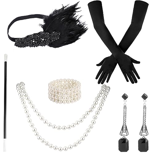 LUTER 1920er Flapper Accessoires, 1920er Accessoires Damen Roaring 20s Accessoires Ideal für Gatsby Accessoires Damen für Damen Mädchen Kostüm LUTER 1920er Flapper Accessoires, 1920er Accessoires Damen Roaring 20s Accessoires Ideal für Gatsby Accessoires Damen für Damen Mädchen Kostüm von LUTER