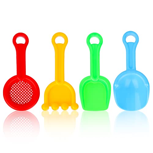 Luter 4-teiliges Strandschaufeln, Mehrfarbiger Kunststoff Spatenschaufel mit Griff Kinder Sandschaufel Set Spielzeug Schneeschaufel Gartenwerkzeug Set für Kinder, Sand, Schnee (4 Designs) von LUTER