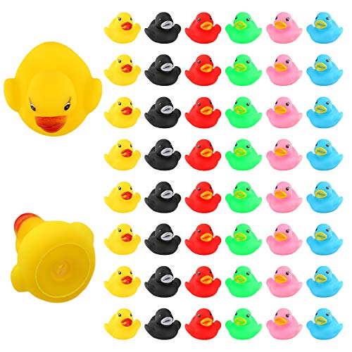 LUTER 48 Stück Badeente Gummi Ducky Badespielzeug für Kinder, Float und Squeak Mini Kleine Bunte Enten Badewanne Spielzeug für Dusche / Geburtstag / Partyzubehör von LUTER