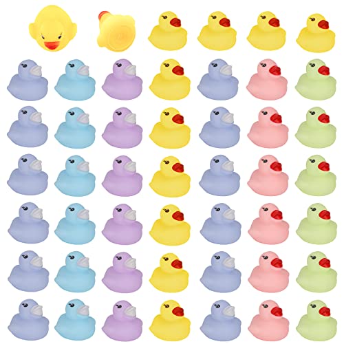 LUTER 48 Stück Gummi Enten, 6 Farben Badeente Klein Mini Gummi Enten für Baden für Baby Party Geburtstags Feier von LUTER