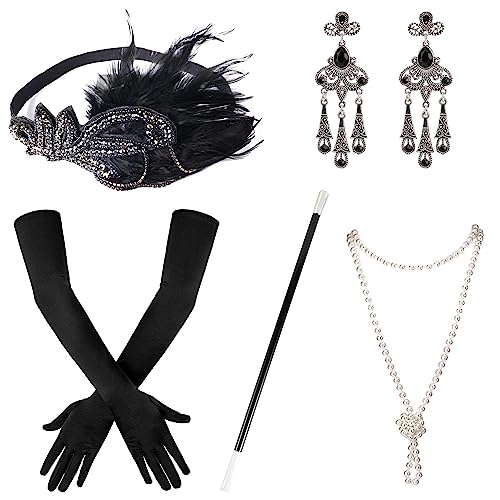 LUTER 5st Flapper Accessoires, 1920er Accessoires Damen Roaring 20s Accessoires für Gatsby Accessoires Damen für Frauen Mädchen Kostüm LUTER 5st Flapper Accessoires, 1920er Accessoires Damen Roaring 20s Accessoires für Gatsby Accessoires Damen für Frauen Mädchen Kostüm von LUTER