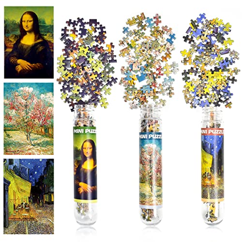 3 Pack Mini Jigsaw Puzzles 150 Pieces for Adults Small Jigsaw Puzzle 6 x 4 Inches Entertainment Toys For Home Decor (Mona Lisa, Pfirsichbaum, Cafe Terrace) von LUUFAN