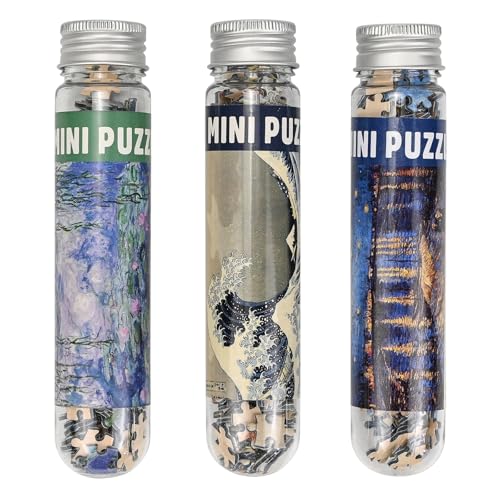 Luufan 3 Pack Mini -Puzzles für Erwachsene 150 Stücke, die EIN kleines Puzzle -Puzzle 6 x 4 Zoll Unterhaltungsspielzeug für Wohnkultur herausfordern (Kanagawa Surfen, Rhone River, Wasserlilien) von LUUFAN