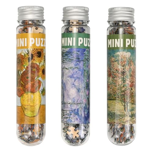 Luufan 3 Pack Mini -Puzzles für Erwachsene 150 Stücke, die EIN kleines Puzzle -Puzzle 6 x 4 Zoll Unterhaltungsspielzeug für Wohnkultur herausfordern (Wasserlilien, Sonnenblume, Pfirsichblüte) von LUUFAN