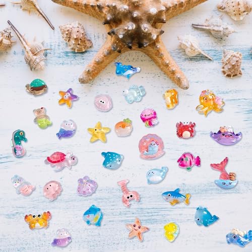100 Stück Mini Figuren Ozean, Leuchtend Miniatur Meerestiere, Realistische Harz Mini Meerestiere Figuren, Winzige Ozean Tiere Bulk für DIY Fischtank Puppenhaus Feengarten Mikro Landschafts Dekor (B) 100 Stück Mini Figuren Ozean, Leuchtend Miniatur Meerestiere, Realistische Harz Mini Meerestiere Figuren, Winzige Ozean Tiere Bulk für DIY Fischtank Puppenhaus Feengarten Mikro Landschafts Dekor (B) von LUVDECO