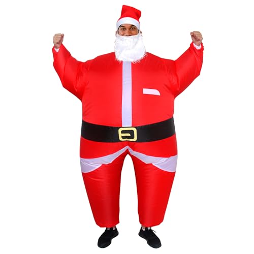 LUVSHINE Weihnachtsmann Kostüm Lustiges Aufblasbares Kostüm Weihnachtskostüm mit Weihnachtsmannmütze, Weihnachtsmannbart von LUVSHINE
