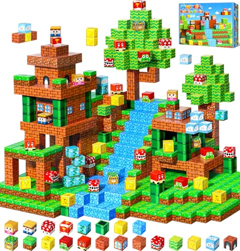 LUVTOY Magnetische Bausteine - 108 Teile Magnetbausteine Kinder - Magnetische Spielzeug Magnetspielzeug Magnete Kinder - Spielzeug ab 3 4 5 6 7 8 9 Jahre Jungen und Mädchen (2 cm) von LUVTOY