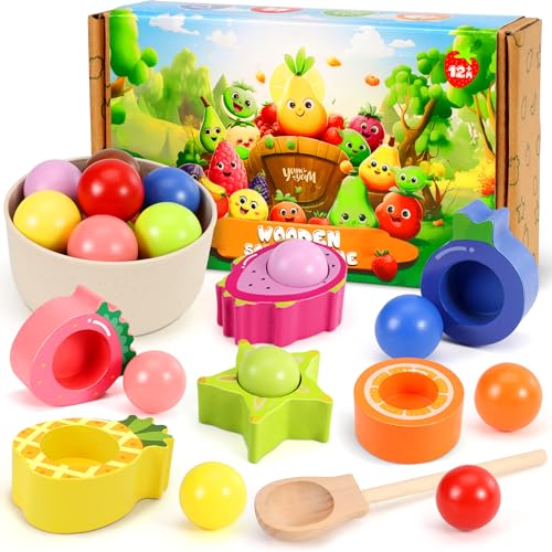 LUVTOY Obst Matching Game Holzspielzeug | Farbe Sortieren Spielzeug geeignet für Kinder 1 Jahr 2 Jahre Kinder Montessori Spielzeug 1 Jahr 2 Jahre von LUVTOY