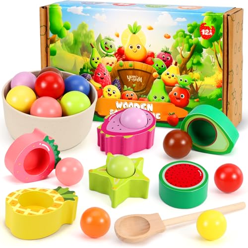 LUVTOY Obst Matching Game Holzspielzeug Kinder Montessori Spielzeug 1 Jahr 2 Jahre |Farbe Sortieren Spielzeug geeignet für Kinder 1 Jahr 2 Jahre von LUVTOY