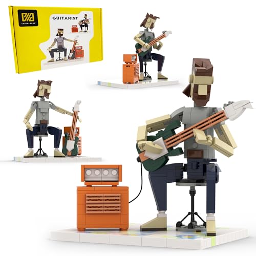 LUXEBLOCKS Kunststein & Musik-Gitarren Bausatz - 323-teiliges Gitarren Modellbausatz mit Steindekor, Bauen Sie Ihr eigenes Gitarren-Deskspielzeug für Erwachsene - Musiker Steineset, Vintage-Bausteine von LUXEBLOCKS