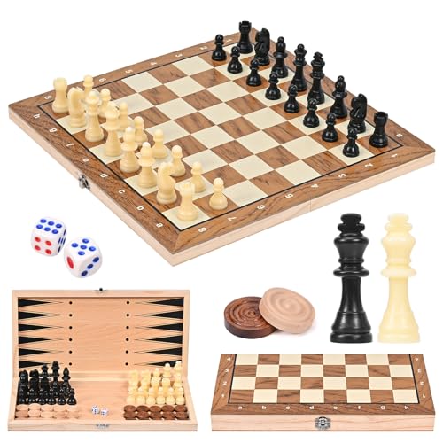 Schachspiel aus Holz, faltbares 3-in-1-Schachbrett, magnetisches schachspiel,tragbares Brettspiel, reiseschach,Anfänger-Partyspiel für Kinder und Erwachsene, 29 x 29 cm Schachspiel aus Holz, faltbares 3-in-1-Schachbrett, magnetisches schachspiel,tragbares Brettspiel, reiseschach,Anfänger-Partyspiel für Kinder und Erwachsene, 29 x 29 cm von LUXECOVE
