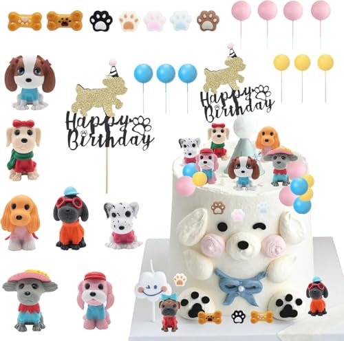 33 Stück Hunde Tortendeko, Mini Hund Tierfiguren,Hunde Kuchen Deko Hundefiguren Cake Topper Hund Party Supplies für Hunde Thema Party, Kindergeburtstag, Babyparty von LUYANFX