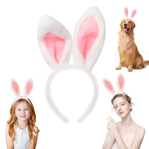 Hasenohren Haarreif Ostern, Osterhasen Ohren, Hasenohren Kostüm Zubehör, Hasen Haarreif Kinder Niedliches Plüsch Bunny Ears Fasching Cosplay Geschenk für Frau, Mutter, Tochter von LUYANFX
