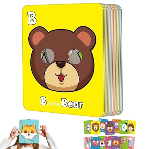 Alphabet-ABC-Karteikarten mit Tiermasken, Alphabet-Maskenkarten, Tierkarten, interaktive Lernspiele, Buchstaben Lernen, englische Sätze (1 Set, 1) von LUYJWZN