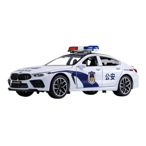 Druckguss-Auto im Maßstab 1:24 für BMW M8 MH8 800 Polizeiauto, Metallmodellauto mit Sound und Licht, hohe Simulation, Modellfahrzeug, Sammlerstück, Modellfahrzeug (Farbe: B) von LUgez