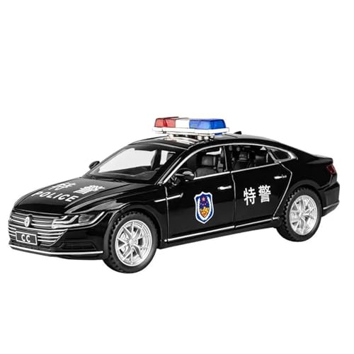 Druckguss-Auto im Maßstab 1:32 für Volkswagen CC Polizeiauto, Druckgusslegierung, Fahrzeugmodell, Sound und Licht, Rückzieh-Modellauto, Sammlerstück, Modellfahrzeug (Farbe: A) von LUgez