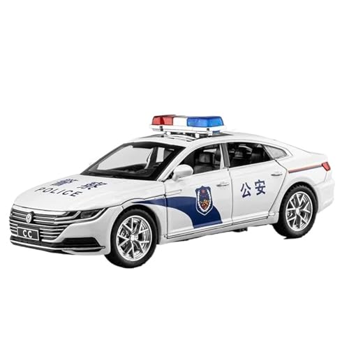 Druckguss-Auto im Maßstab 1:32 für Volkswagen CC Polizeiauto, Druckgusslegierung, Fahrzeugmodell, Sound und Licht, Rückzieh-Modellauto, Sammlerstück, Modellfahrzeug (Farbe: B) von LUgez